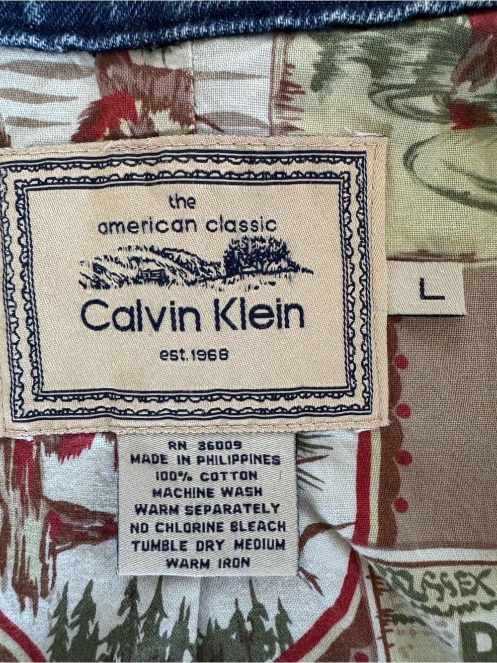 Vintage 90s Calvin Klein denim corduroy western barn chore jacket coat men’s L - Picture 4 of 5